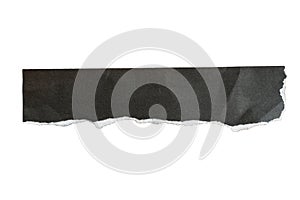Black paper torn from a magazine on white background with clipping path