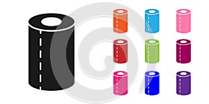 Black Paper towel roll icon isolated on white background. Set icons colorful. Vector