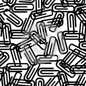 Black paperclips seamless pattern