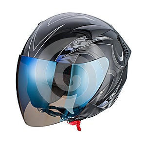 Black pattern helmet Isolated on white background,helmet motorcycle,racing helmet.
