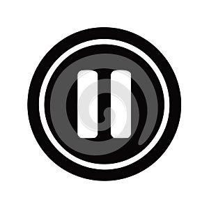 Black Pause Icon in Circle Flat UI Design Pause Button Vector Illustration