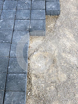 Black pavement bricks