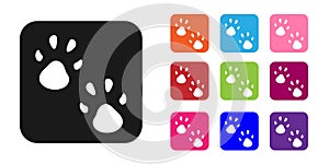 Black Paw print icon isolated on white background. Dog or cat paw print. Animal track. Set icons colorful. Vector