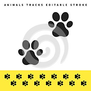 Black paw print icon on white background. flat style. dog or cat paw print icon for your web site design, logo, app, UI