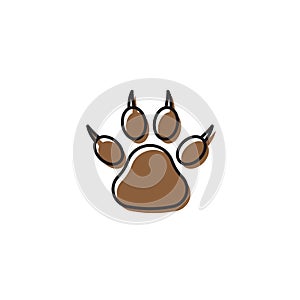 Black Paw Print vector icon, isolated on white background