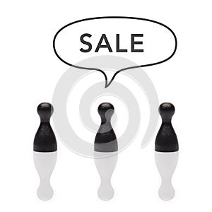 Black pawn say sale text balloon