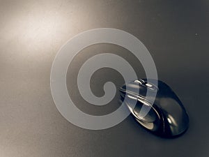 Black pc mouse wireless on black background