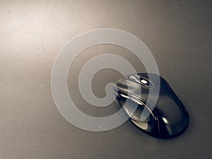 Black pc mouse wireless on black background