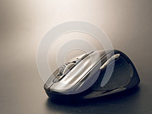 Black pc mouse wireless on black background