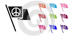 Black Peace icon isolated on white background. Hippie symbol of peace. Set icons colorful. Vector