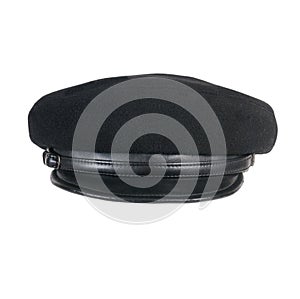 Black peaked cap isolated over white background