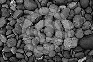 Black pebble stone, Shiny black lava pebbles on the beach, Black lava pebble stone