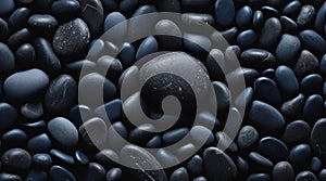 Black pebbles background.