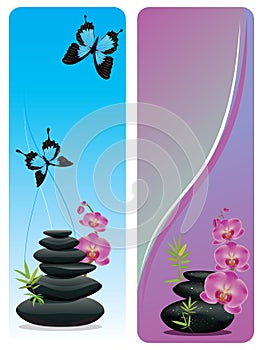 Flower and zen stones banner