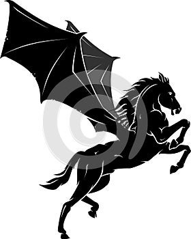 Black Pegasus with Bat Wings