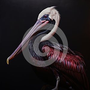 Black Pelican: Dark And Colorful Oil Painting By Peter Coulson