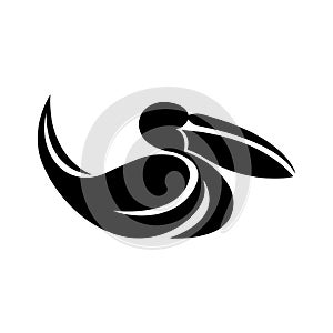 Black Pelican. Design suitable for company logo, mascot, emblem, tattoo, sticker, symbol, clothing print