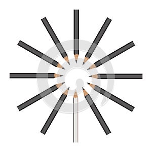 Black pencils in circle,with one white difference