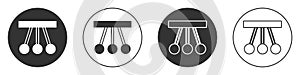 Black Pendulum icon isolated on white background. Newtons cradle. Circle button. Vector