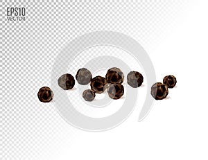 Black pepper isolated on transparent background. Spices.