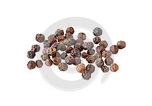 Black pepper peas in bulk isolated on white with clipping path