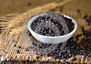 Black pepper powder on table