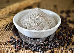 Black pepper powder on table