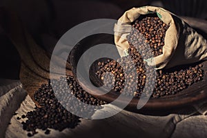 Black Pepper Spices Oriental Cotton Bag Lightpainting