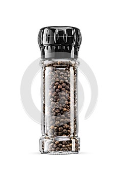 Black peppercorn mill isolated on a white background