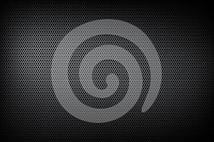 Black perforated metal background texture vector design.
