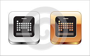 Black Periodic table of the elements icon isolated on white background. Silver-gold square button. Vector