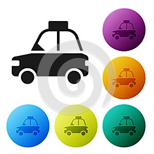 Black Pet car taxi icon isolated on white background. Set icons in color circle buttons. Vector