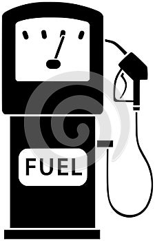 black petrol silhouette or flat hose illustration of fuel logo oil for petroleum with transportation icon and gas shape