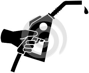 black petrol silhouette or flat hose illustration of fuel logo oil for petroleum with transportation icon and gas shape