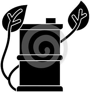 black petrol silhouette or flat hose illustration of fuel logo oil for petroleum with transportation icon and gas shape