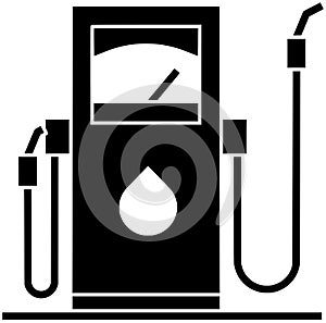 black petrol silhouette or flat hose illustration of fuel logo oil for petroleum with transportation icon and gas shape