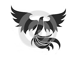 black phoenix bird simple art draw tattoo logo