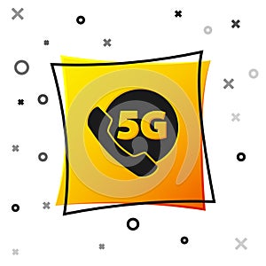 Black Phone with 5G new wireless internet wifi icon isolated on white background. Global network high speed connection