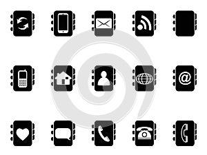 Black phone address book icons