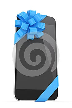 Black phone with bow. 3D rendering.