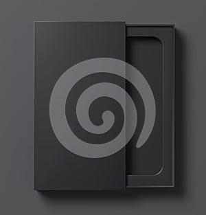 Black phone box template half open - 3D illustration
