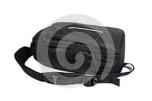 black photo backpack  travel and hiking concept. isolated on white background