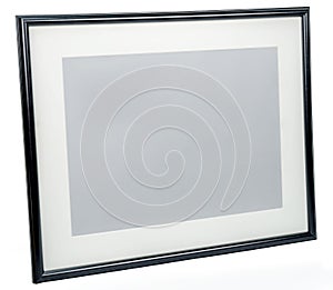 Black photo frame rotated in a plane