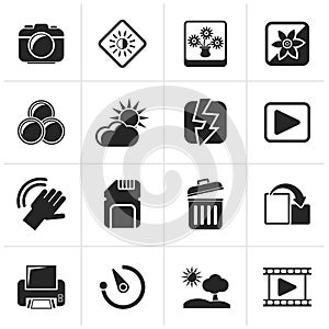 Black Photography and Camera Function Icons