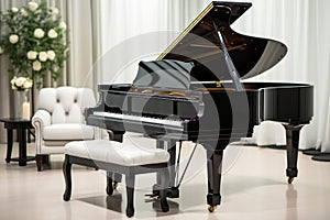 Black piano in living room, Generate with Ai