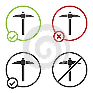 Black Pickaxe icon isolated on white background. Blockchain technology, cryptocurrency mining, bitcoin, digital money