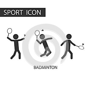 3 black pictogram of badminton set.