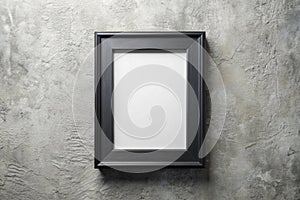 Black Picture Frame on Gray Wall Background photo