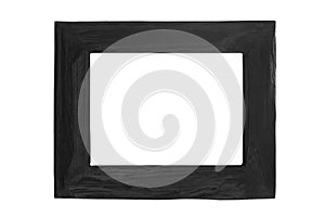 Black picture frame empty isolated on white background.