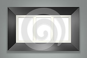 Black picture frame on gray wall